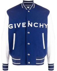 Givenchy - Logo-Detail Leather-Sleeve Varsity Jacket - Lyst