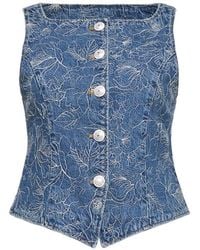 Cinq À Sept - Floral Button-Denim Vest - Lyst