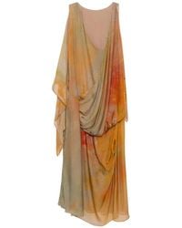 YANGKEHAN - Floral-Print Draped Dress - Lyst