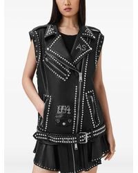 AllSaints - Studded Leather Biker Vest - Lyst