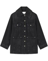Ganni - Buttoned Denim Jacket - Lyst