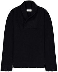 Laneus - Shawl-Collar Frayed Sweater - Lyst