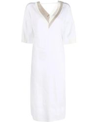 Lorena Antoniazzi - Abito Midi Con Scollo A V - Lyst
