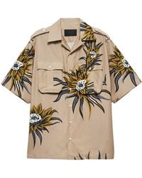 Prada - Short-sleeve Floral-print Cotton Shirt - Lyst