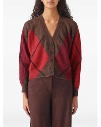 Nenette - Chantal Argyle-Knit V-Neck Cardigan - Lyst