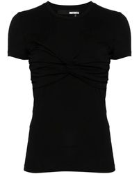 ROTATE BIRGER CHRISTENSEN - Geripptes T-Shirt Mit Knoten - Lyst