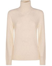 Fabiana Filippi - Speckled Cream Turtleneck Sweater With Ribbed Details - Lyst
