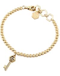 Philipp Plein - Bracelet Orné De Cristaux Dorés À Pendentif Clé - Lyst