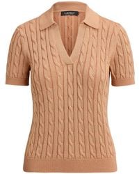 Ralph Lauren - Cable-Knit Short-Sleeve Sweater - Lyst