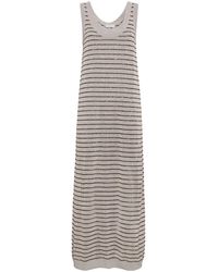 Brunello Cucinelli - Gestreepte Maxi-Jurk - Lyst