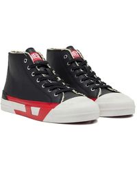 DIESEL Black S-rua Mid Sneakers for Men | Lyst