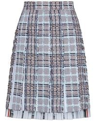 Thom Browne - Falda Plisada De Tweed A Cuadros - Lyst