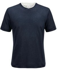 Eleventy - Layered-Neck Linen T-Shirt - Lyst