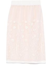 P.A.R.O.S.H. - Sorgente Floral-Embroidered Midi Skirt - Lyst