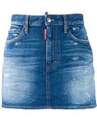 DSquared² Jeansrock in Distressed-Optik - Blau