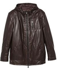 SERGIO MORETTI FIRENZE - Hooded Leather Jacket - Lyst