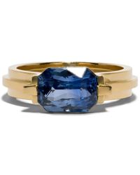 Azlee - 18kt Yellow Gold Staircase Floating Sapphire Ring - Lyst