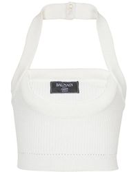 Balmain - Top Con Scollo All'Americana - Lyst
