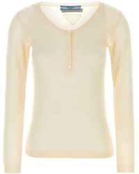 Prada - Jersey Con Logo Triangular - Lyst