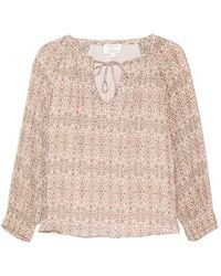MAISON 123 - Damia Floral-Print Tie-Neck Blouse - Lyst