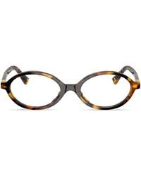 Miu Miu - Tortoiseshell-Effect Oval Glasses - Lyst