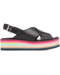 Paul Smith Plateau-Sandalen mit gekreuzten Riemen - Schwarz