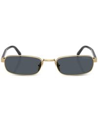 Prada - Metal Plaque Rectangle-Frame Sunglasses - Lyst