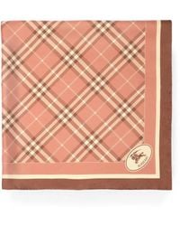 Burberry - Foulard En Soie Check Knight Stamp - Lyst