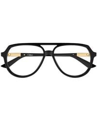 Chloé - Logo-Detail Pilot-Frame Glasses - Lyst