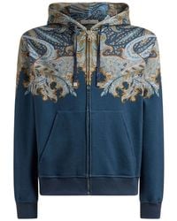 Etro - Cotton-Blend Hooded Sweatshirt With Placed Paisley Pochette Print - Lyst