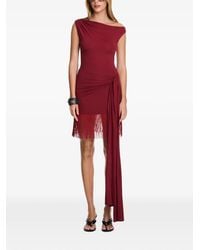 Axel 113 - Tina Fringed-Hem Draped Fitted Mini Dress - Lyst