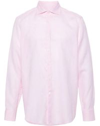 Canali - Spread-Collar Linen Shirt - Lyst