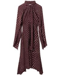 Stella McCartney - Polka-Dot Tie-Neck Asymmetric Dress - Lyst