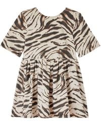 Ganni - Robe En Jean +À Imprimé Zébré - Lyst