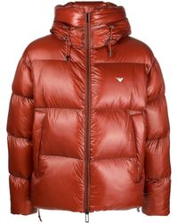Emporio Armani - Logo-embroidered Hooded Padded Jacket - Lyst
