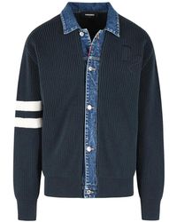 DSquared² - Denim-Collar Ribbed Cardigan - Lyst