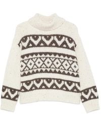 Peserico - Sequin-Embellished Jacquard-Knit Sweater - Lyst