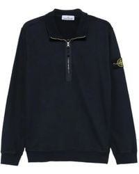 Stone Island - Katoenen Sweater Met Halve Rits - Lyst