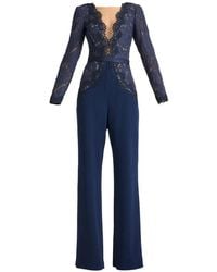 Tadashi Shoji - Amaris Lace-Panelled Belted Jumpsuit - Lyst