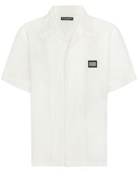 Dolce & Gabbana - Leinenhemd mit Logo-Schild - Lyst