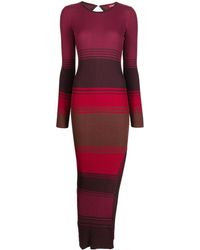 STAUD - Edna Striped Knitted Midi Dress - Lyst