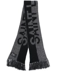 Saint Laurent - Logo Wool Blend Scarf - Lyst