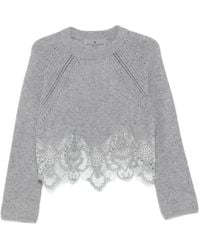 Ermanno Scervino - Lace-Trimmed Cashmere Sweater - Lyst