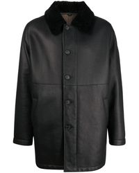 Dunhill - Single-breasted Leather Coat - Lyst