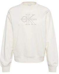Calvin Klein - Logo-Embroidered Crew-Neck Sweatshirt - Lyst