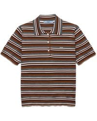 Prada - Short-Sleeved Striped Cotton Polo Shirt - Lyst