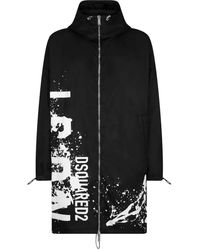 DSquared² - Logo-Print Hooded Coat - Lyst