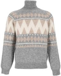 Peserico - Geometric High-Neck Knit Sweater - Lyst