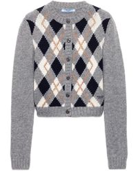 Prada - Cardigan À Motif De Losanges - Lyst