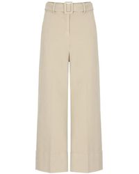 Marella - Belted Wide-Leg Cropped Jeans - Lyst